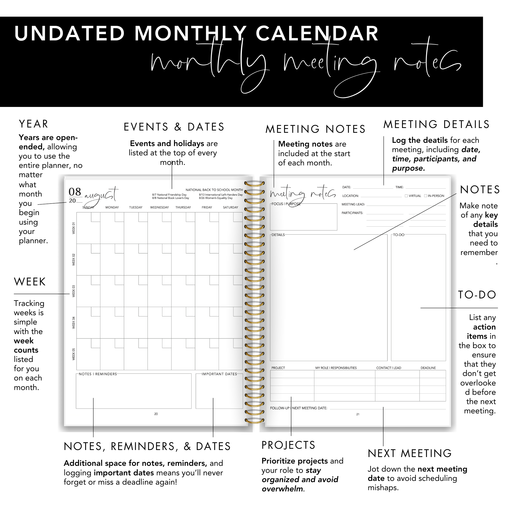Classic Black Stripe Teacher Planner