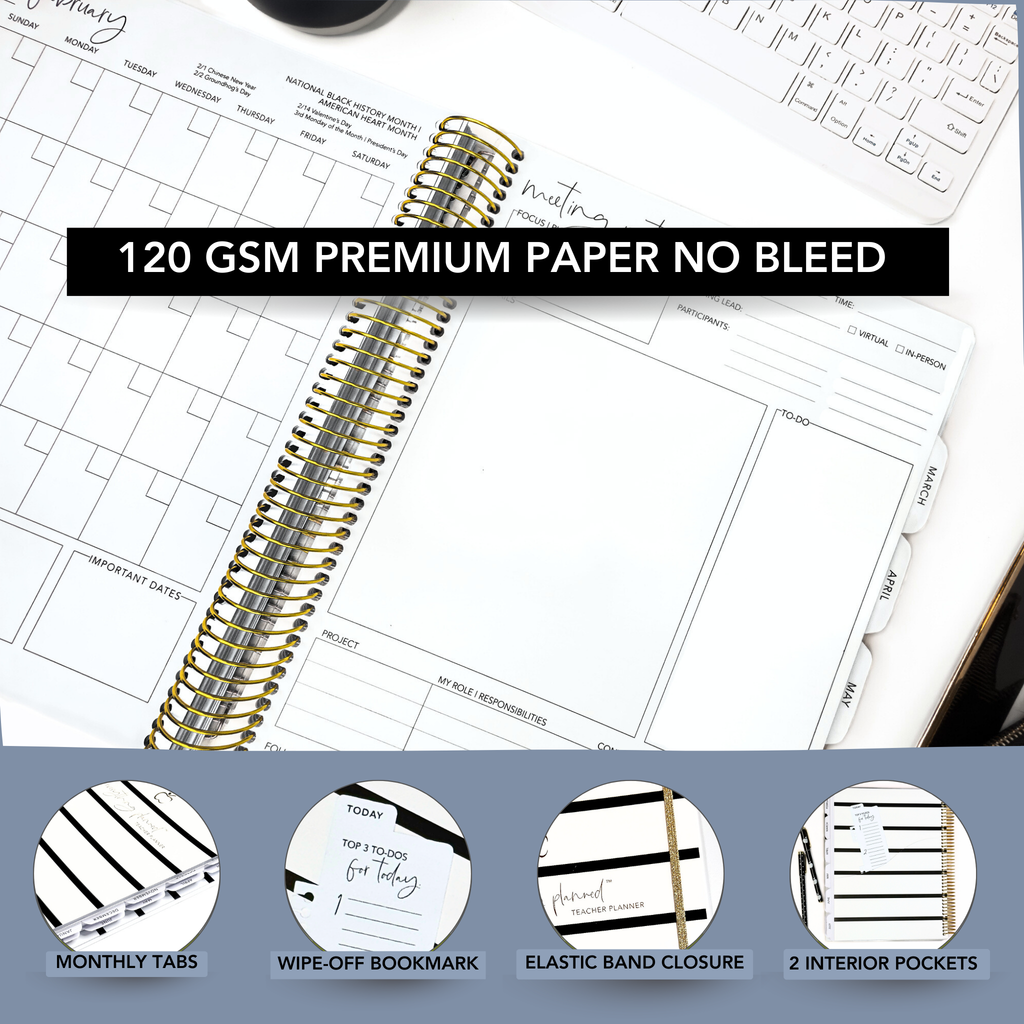 Classic Black Stripe Teacher Planner