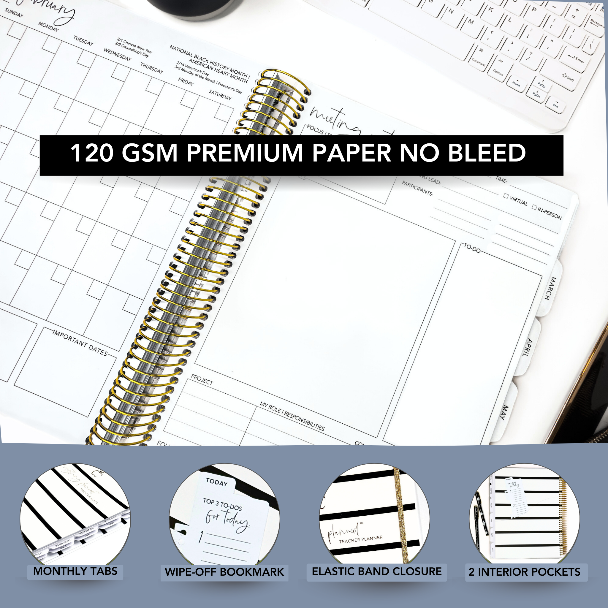 Classic Black Stripe Teacher Planner