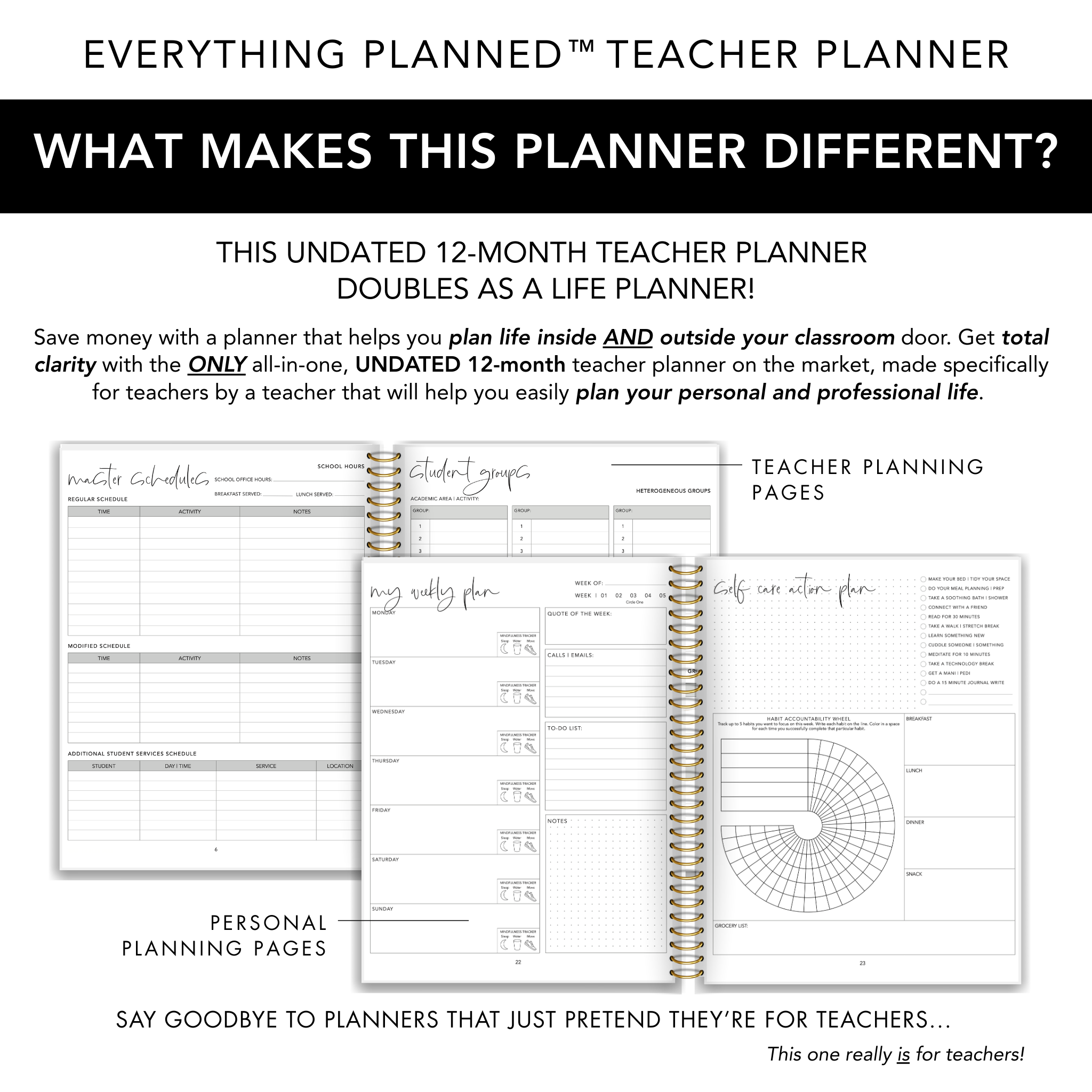 Classic Black Stripe Teacher Planner