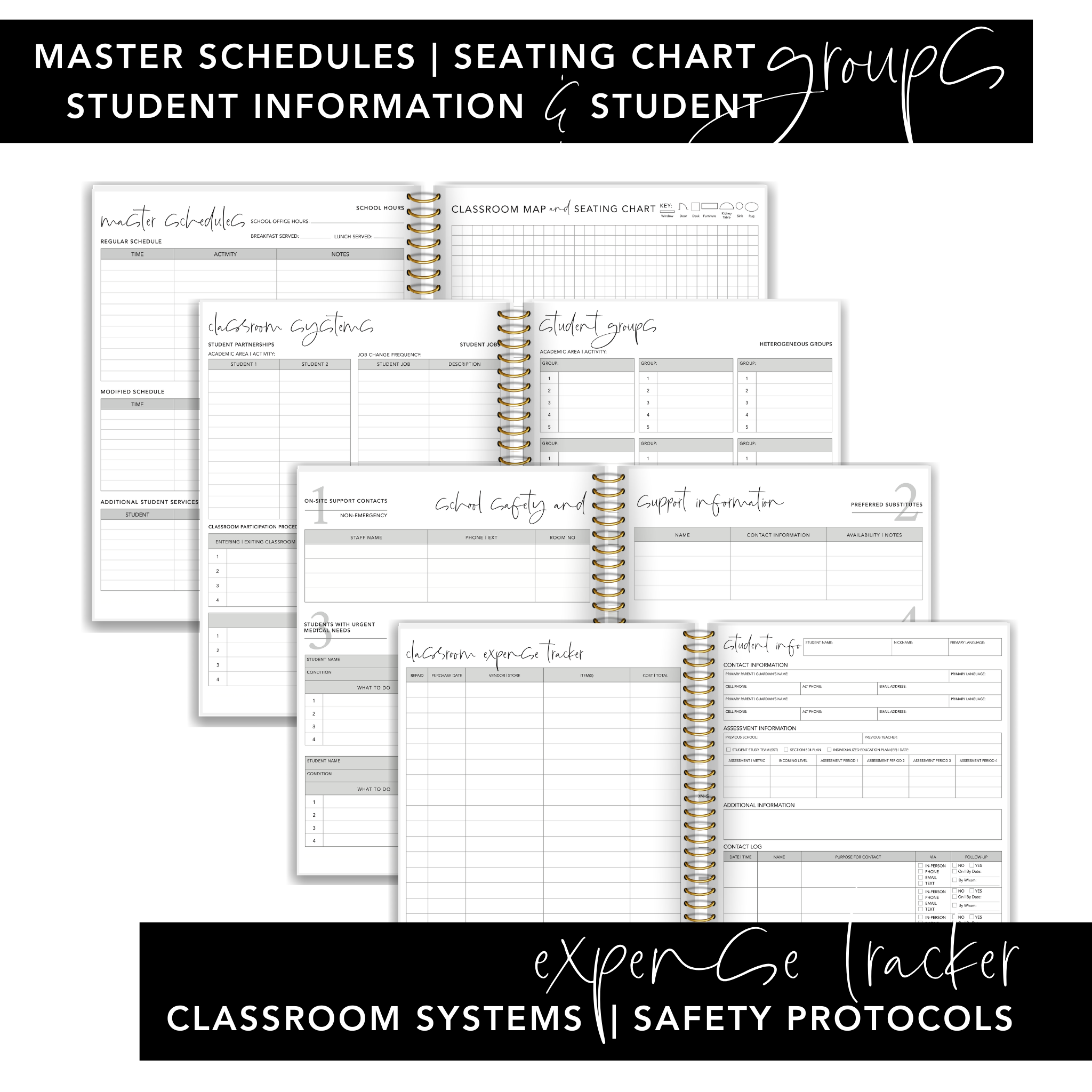 Classic Black Stripe Teacher Planner