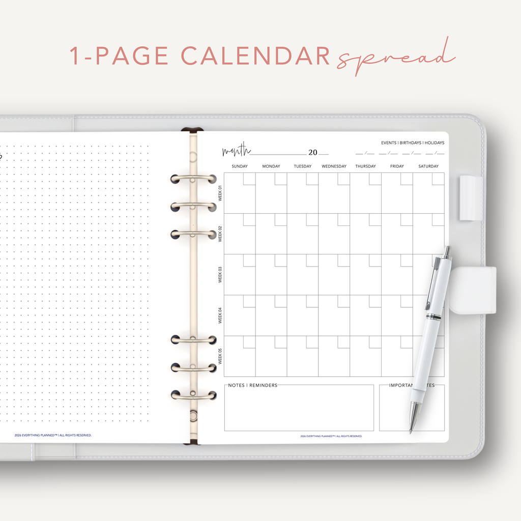 1-Page Undated Monthly Teacher Planner