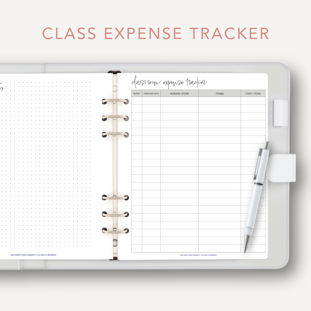 Classroom Expense Log
