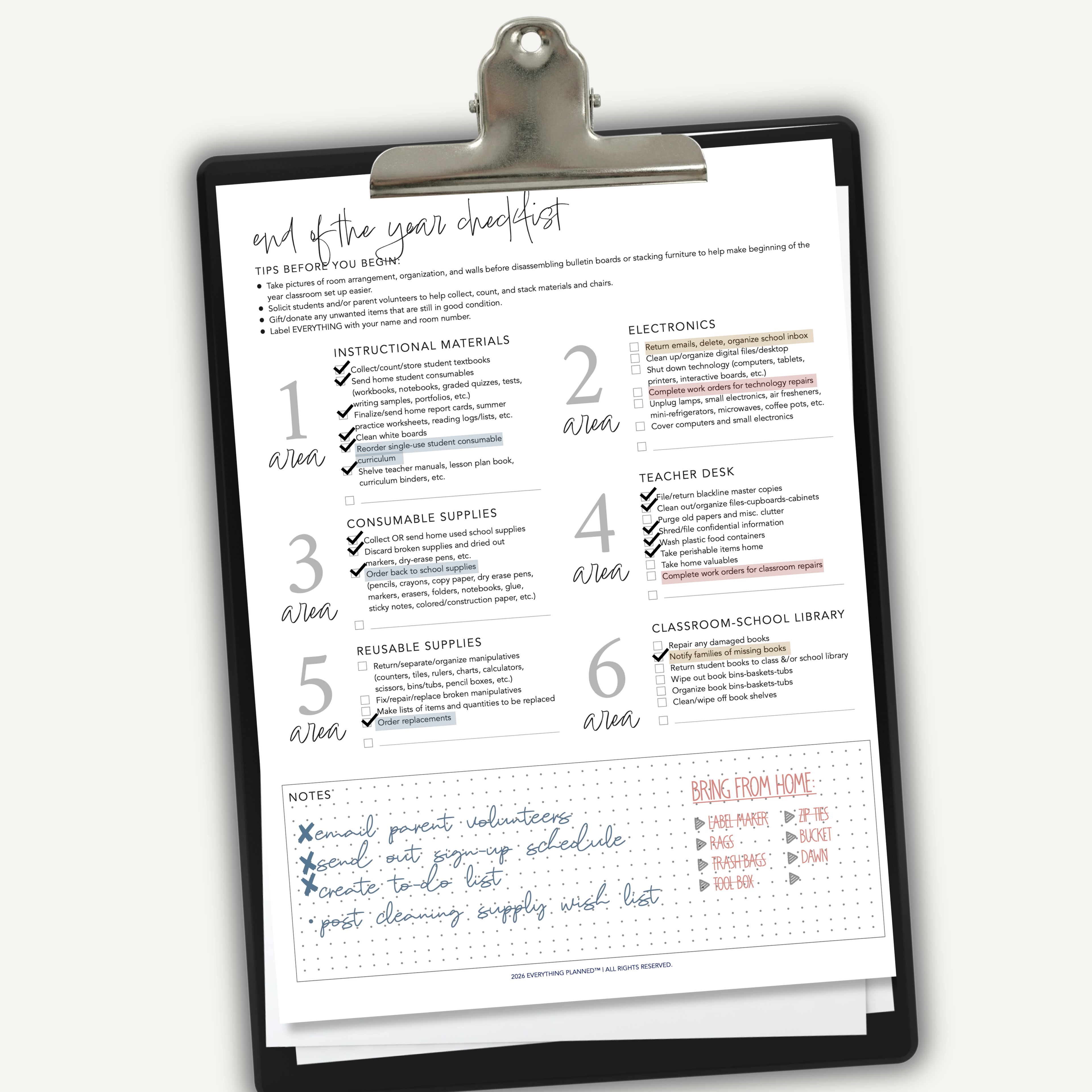 End of the School Year Checklist
